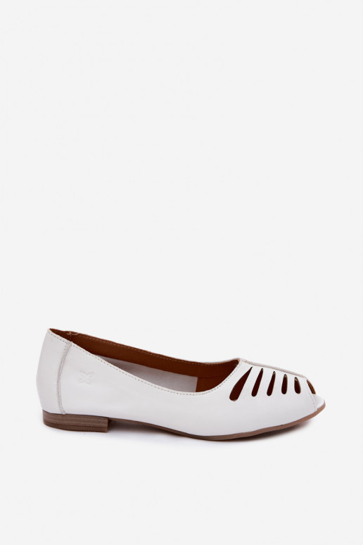 Bailarinas caladas de cuero sintético Tai turiciejka P7541-11 blancas