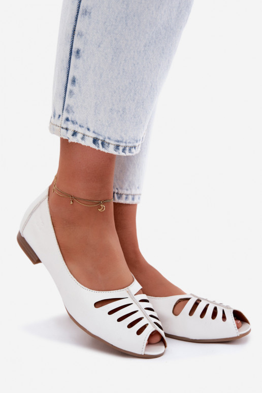 Bailarinas caladasActivadoturalnej Skóry Tiene queciejka P7541-11 el color blanco