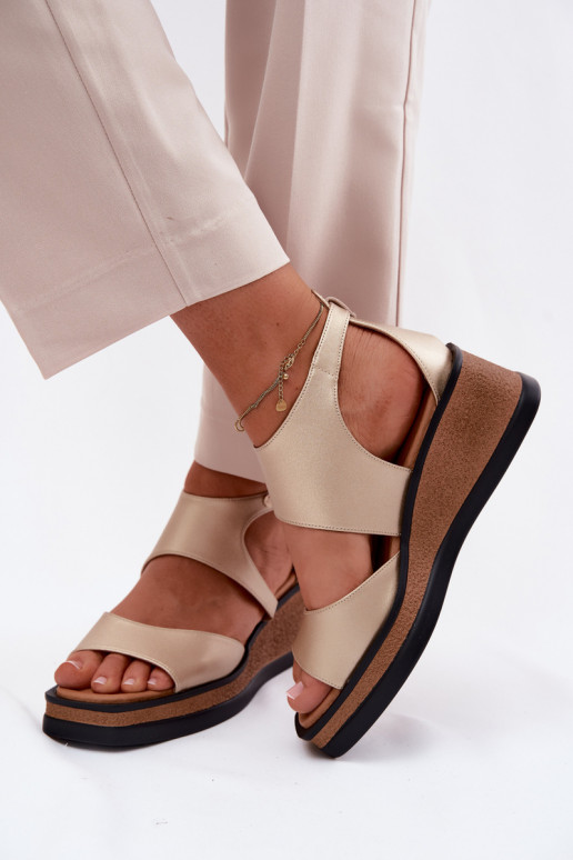 Piel Sandalias plataforma Tiene queciejka K7471-26 color dorado