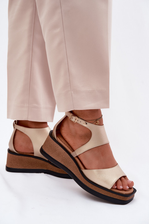 Piel Sandalias plataforma Tiene queciejka K7471-26 color dorado