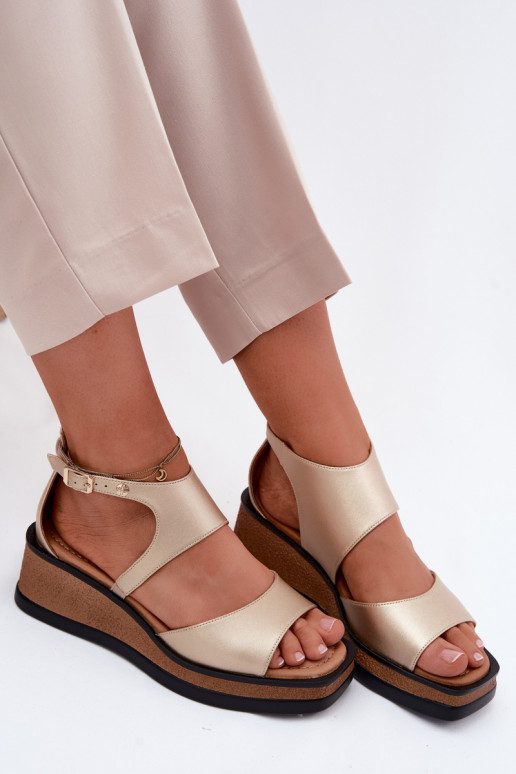 Piel Sandalias plataforma Tiene queciejka K7471-26 color dorado