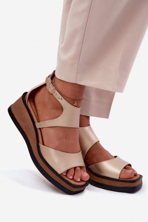 Sandalias de plataforma Tai turiciejka K7471-26 doradas