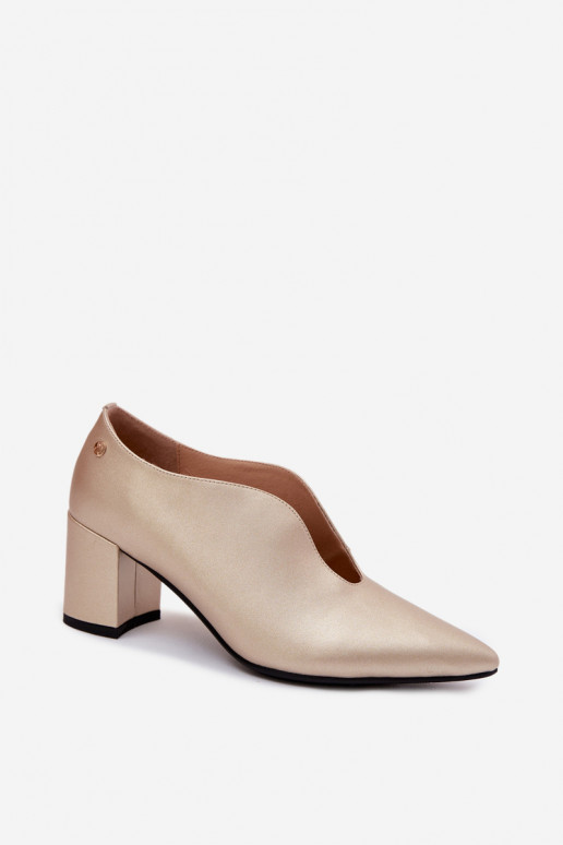 Zapatos de mujer con tacones Tai turiciejka K7469-26 dorados