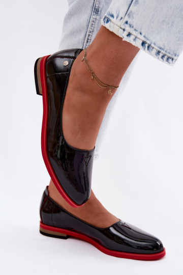 Piel Bailarinas lacadas Tiene queciejka K7463-01 de color negro