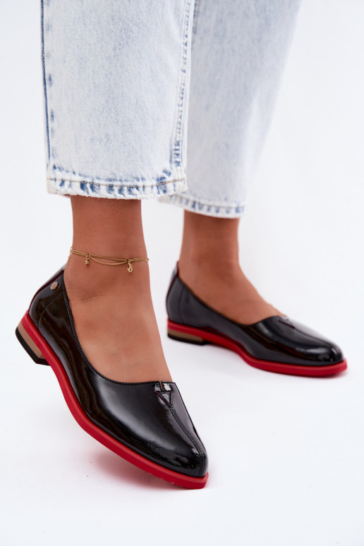 Piel Bailarinas lacadas Tiene queciejka K7463-01 de color negro