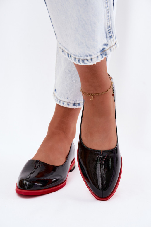 Piel Bailarinas lacadas Tiene queciejka K7463-01 de color negro