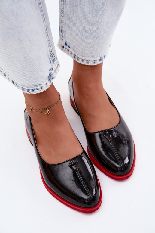 Piel Bailarinas lacadas Tiene queciejka K7463-01 de color negro