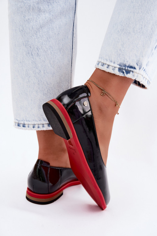 Piel Bailarinas lacadas Tiene queciejka K7463-01 de color negro