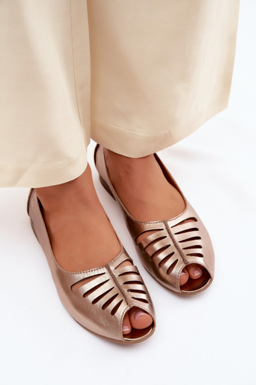 Bailarinas caladasActivadoturalnej Skóry Tiene queciejka P7541-32 color dorado