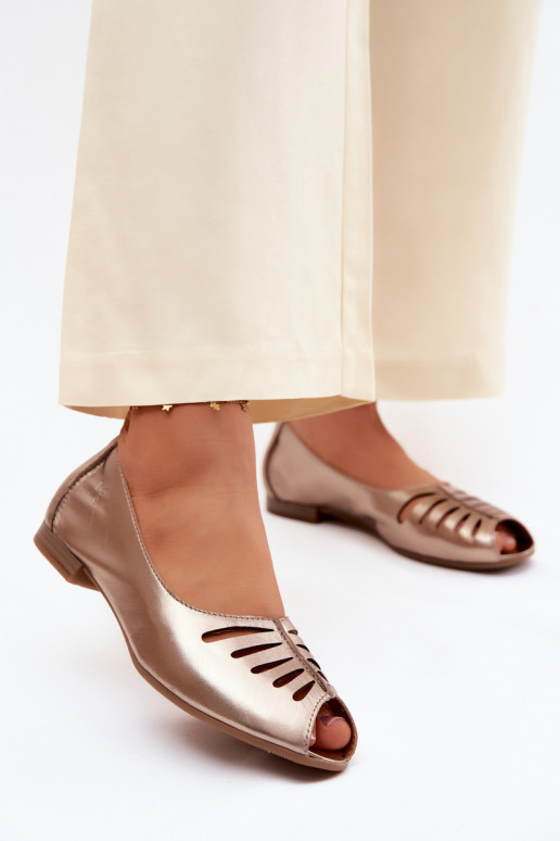 Bailarinas caladasActivadoturalnej Skóry Tiene queciejka P7541-32 color dorado