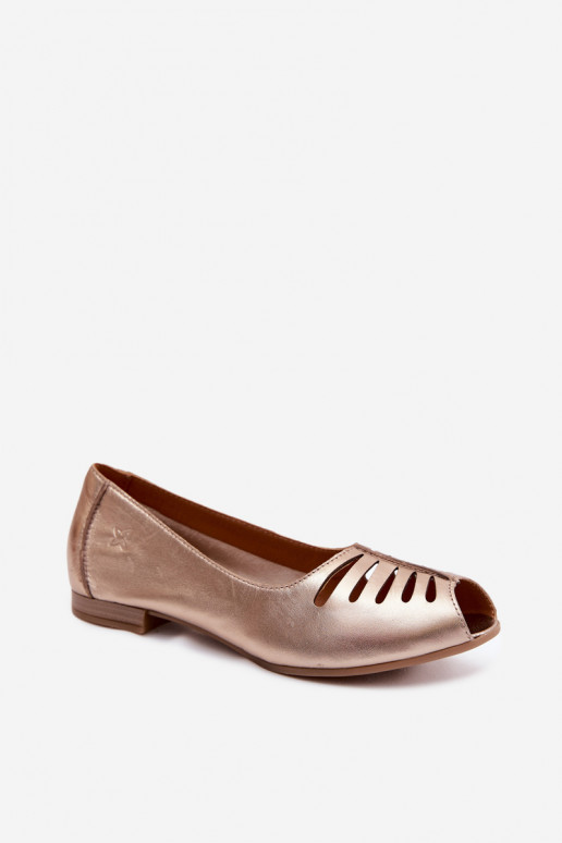 Bailarinas caladas de cuero sintético Tai turiciejka P7541-32 doradas
