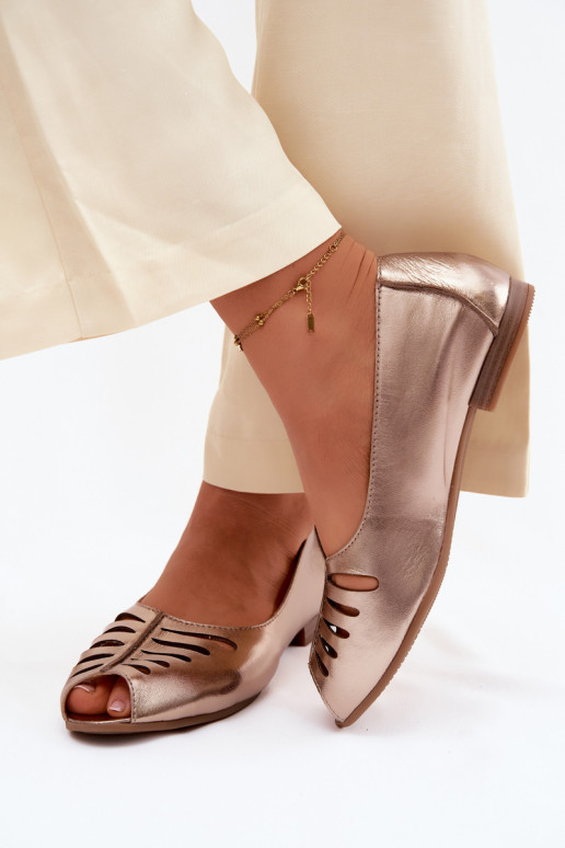 Bailarinas caladasActivadoturalnej Skóry Tiene queciejka P7541-32 color dorado