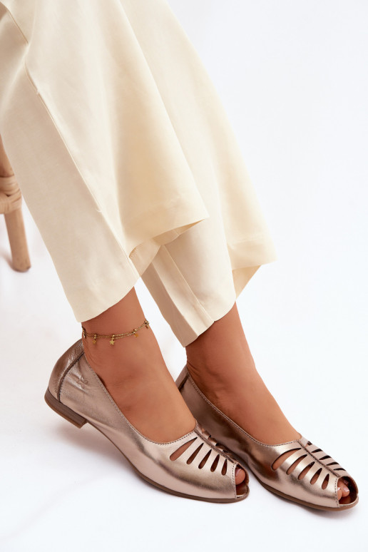 Bailarinas caladasActivadoturalnej Skóry Tiene queciejka P7541-32 color dorado