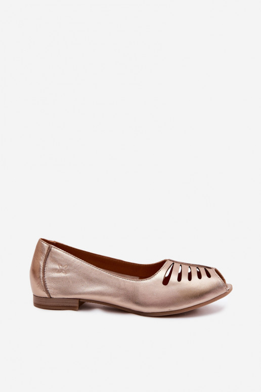 Bailarinas caladas de cuero sintético Tai turiciejka P7541-32 doradas