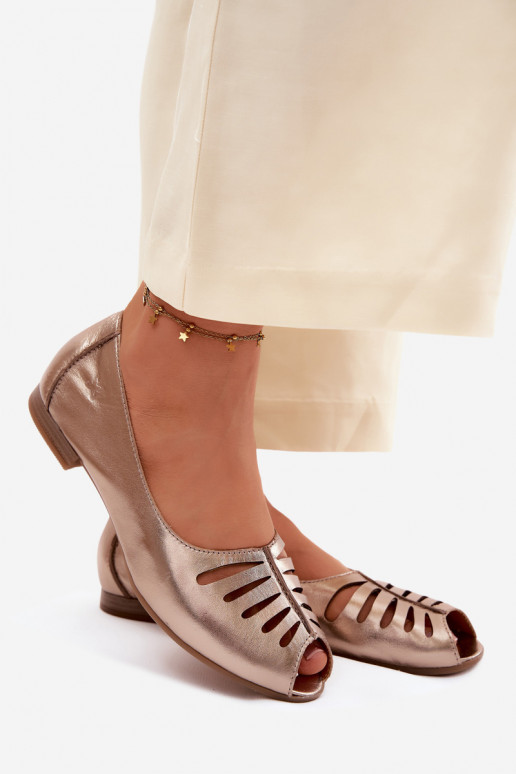 Bailarinas caladasActivadoturalnej Skóry Tiene queciejka P7541-32 color dorado