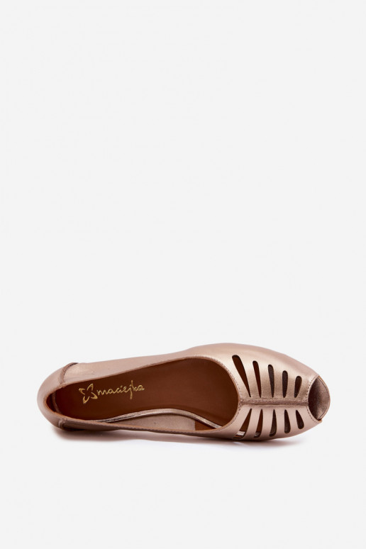 Bailarinas caladas de cuero sintético Tai turiciejka P7541-32 doradas