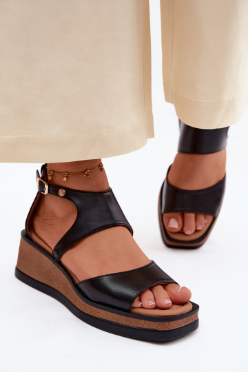 Piel Sandalias plataforma Tiene queciejka K7471-01 de color negro