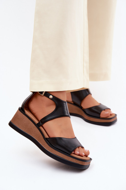 Piel Sandalias plataforma Tiene queciejka K7471-01 de color negro