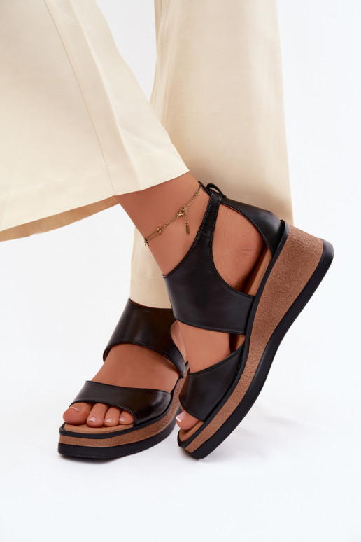 Piel Sandalias plataforma Tiene queciejka K7471-01 de color negro