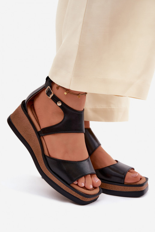 Piel Sandalias plataforma Tiene queciejka K7471-01 de color negro