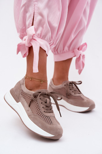 Zapatillas deportivas de ante sintético en plataforma en color arena Norisa 2