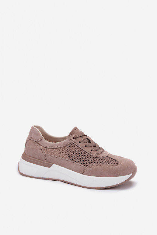 Zapatillas deportivas de ante sintético en plataforma en color arena Norisa