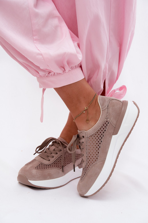 Zapatillas deportivas de ante sintético en plataforma en color arena Norisa