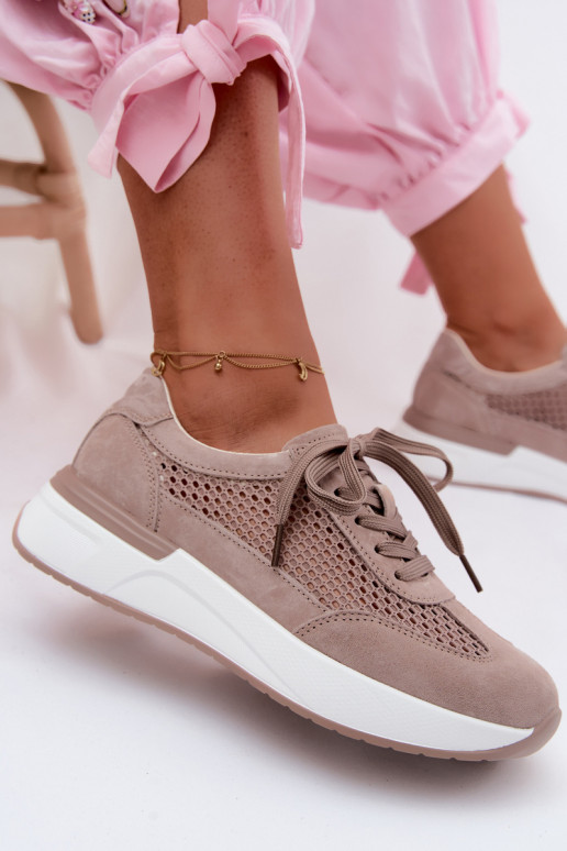 Zapatillas deportivas de ante sintético en plataforma en color arena Norisa