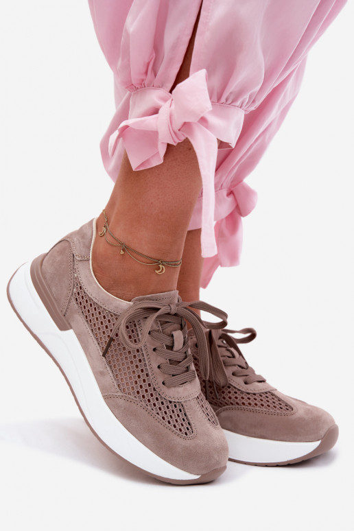 Zapatillas deportivas de ante sintético en plataforma en color arena Norisa
