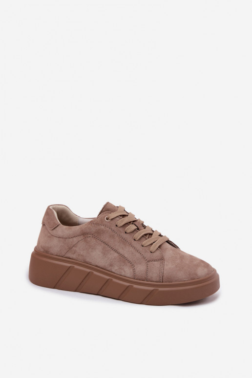 Zapatos deportivos de mujer en plataforma de ante sintético en color arena Danida