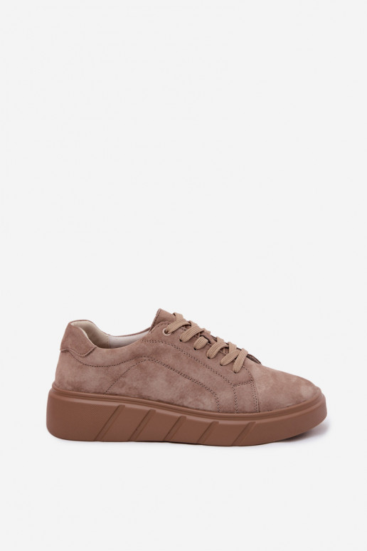 Zapatos deportivos de mujer en plataforma de ante sintético en color arena Danida