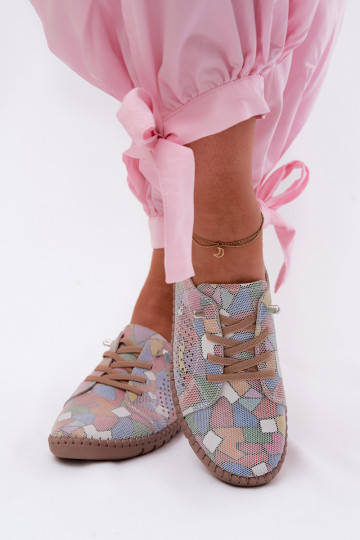 Estampado con elementos calados zapatos FemeninoActivadoturalnego de gamuzau Colores diferentes Belessa 2