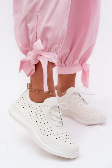 Zapatos calados Estilo deportivo Zapatillas modelo zapatos. Femenino el color blanco Heressa