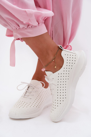 Zapatos calados Estilo deportivo Zapatillas modelo zapatos. Femenino el color blanco Heressa 2