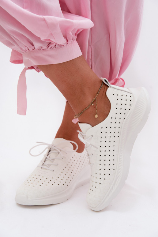 Zapatos calados Estilo deportivo Zapatillas modelo zapatos. Femenino el color blanco Heressa