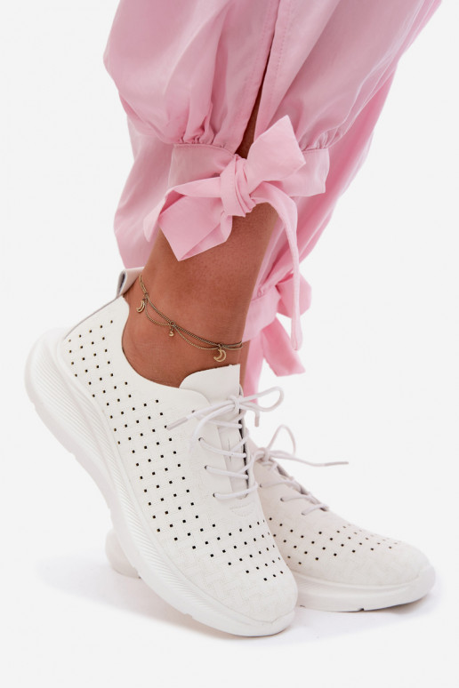 Zapatos calados Estilo deportivo Zapatillas modelo zapatos. Femenino el color blanco Heressa