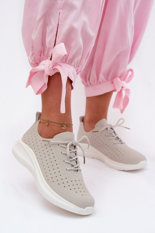 Zapatos calados Estilo deportivo Zapatillas modelo zapatos. Femenino color gris Heressa