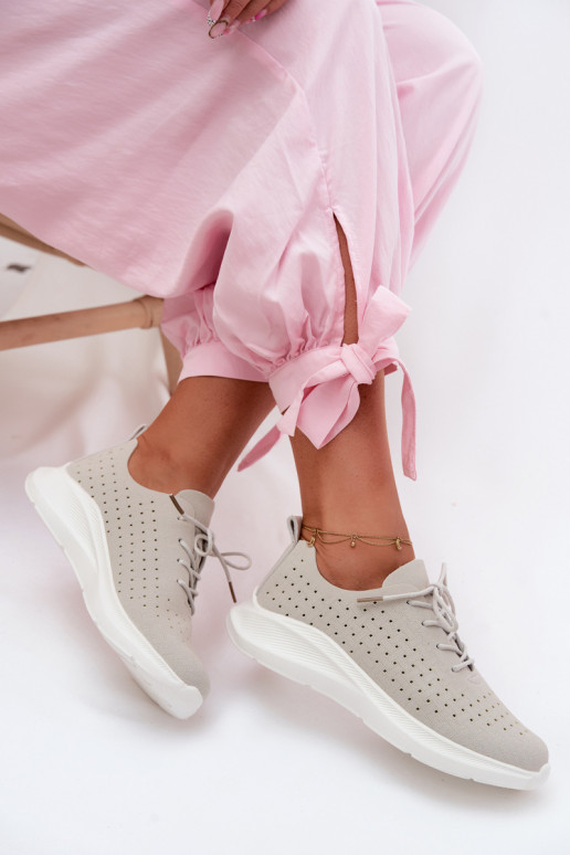 Zapatos calados Estilo deportivo Zapatillas modelo zapatos. Femenino color gris Heressa