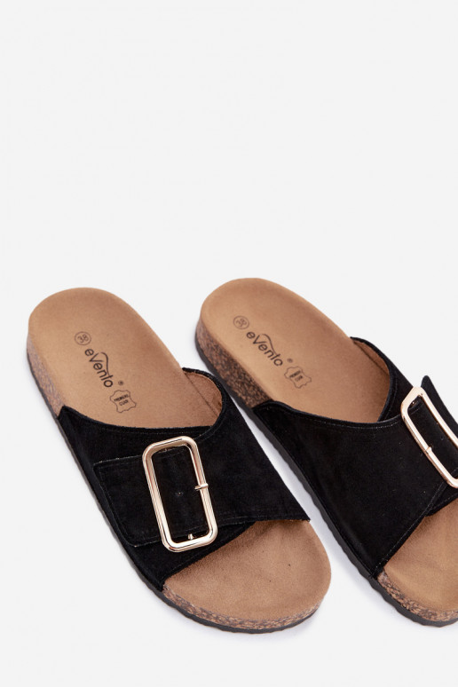 Zapatillas de mujer de ante sintético con hebillas en color negro Beryl