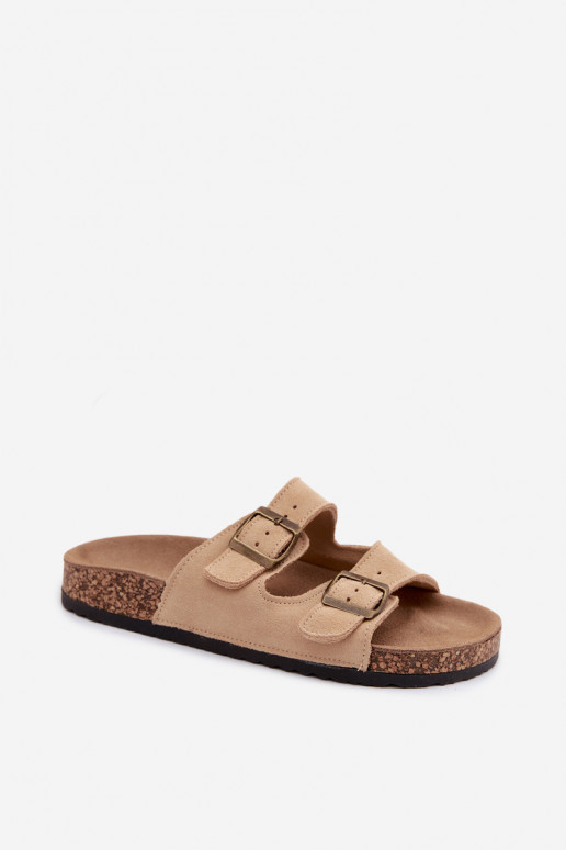 zapatillas de gamuza Sobre suela de corcho con hebillas beige Tavira