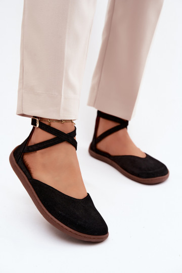 Bailarinas de ante Femenino Barefoot con rayas Zazoo 320 de color negro 2