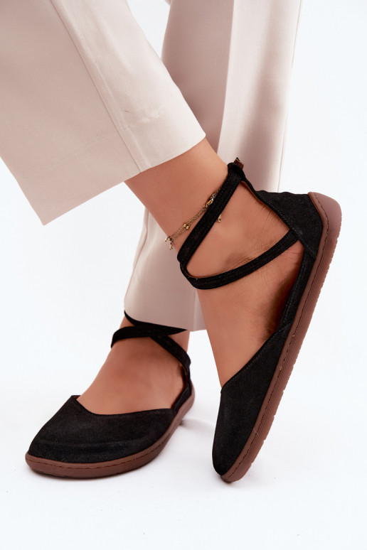 Bailarinas de ante Femenino Barefoot con rayas Zazoo 320 de color negro