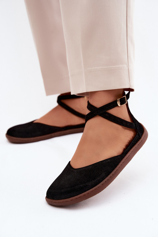 Bailarinas de ante Femenino Barefoot con rayas Zazoo 320 de color negro