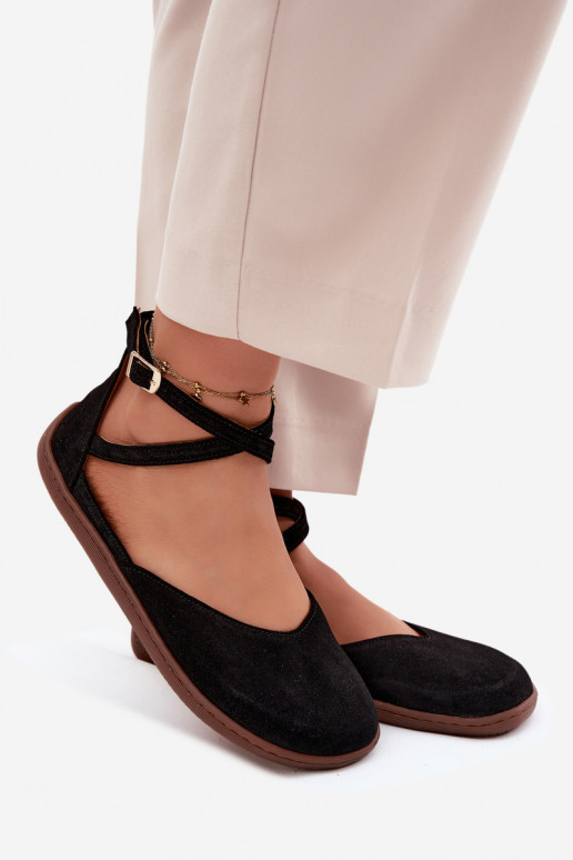 Bailarinas de ante Femenino Barefoot con rayas Zazoo 320 de color negro