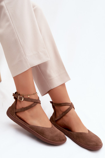 Bailarinas de ante Femenino Barefoot con rayas Zazoo 320 color marrón