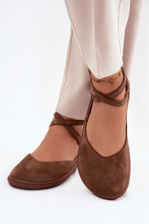 Bailarinas de ante Femenino Barefoot con rayas Zazoo 320 color marrón