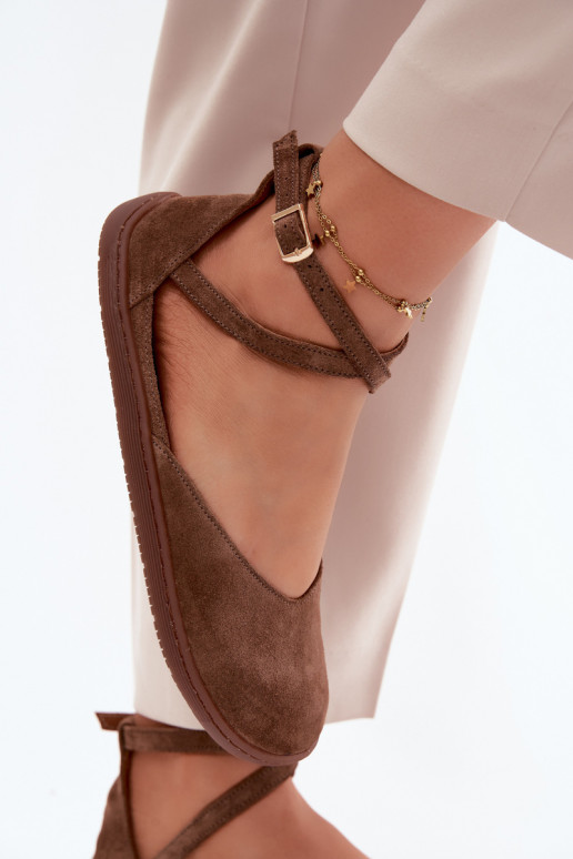 Bailarinas de ante Femenino Barefoot con rayas Zazoo 320 color marrón