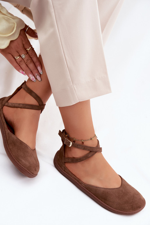 Bailarinas de ante Femenino Barefoot con rayas Zazoo 320 color marrón