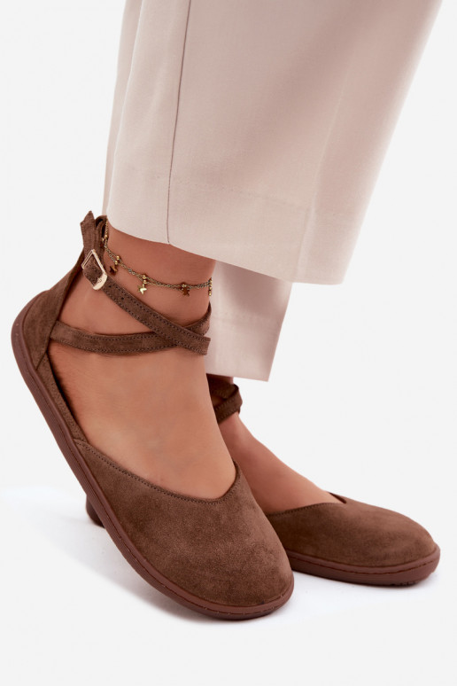 Bailarinas de ante Femenino Barefoot con rayas Zazoo 320 color marrón