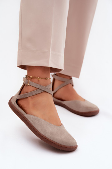 Bailarinas de ante Femenino Barefoot con rayas Zazoo 320 color capuchino 2